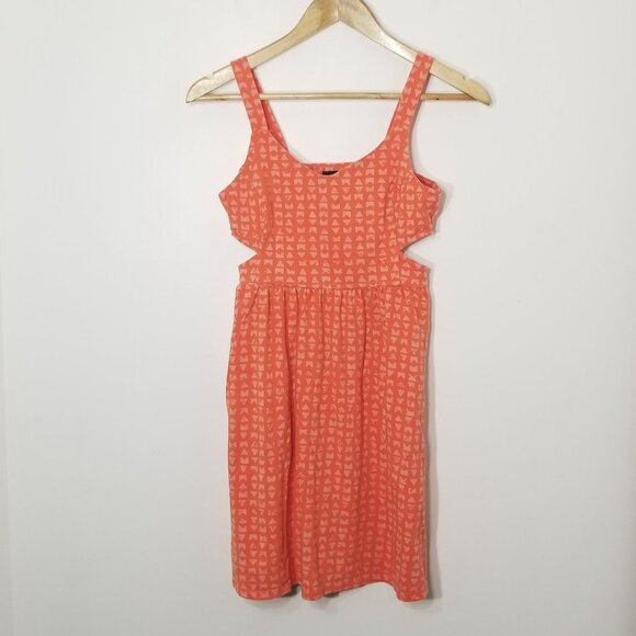 Vintage G:21 Orange Geometric Print 95% Cotton Peek a Boo Sides Summer Dress XS - Picture 1 of 6
